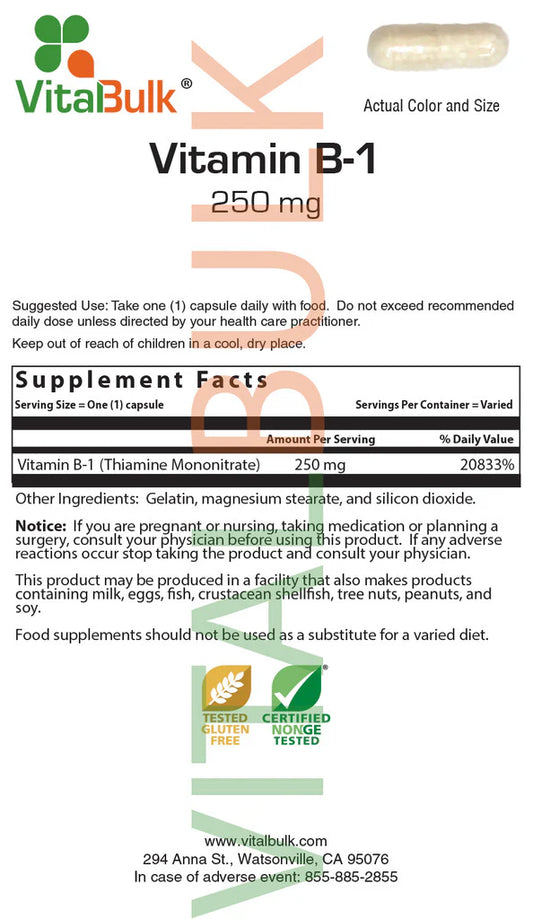 Vitamin B-1 250 mg - 100 Count