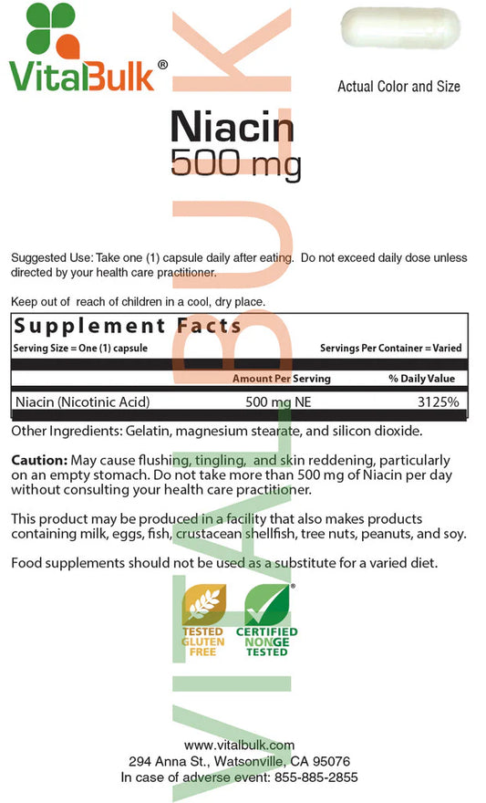 Niacin 500 mg Capsule - 60 Capsules