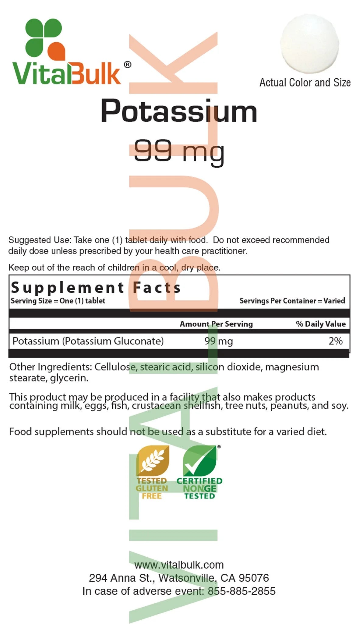 Potassium 99 mg - 100 Packets