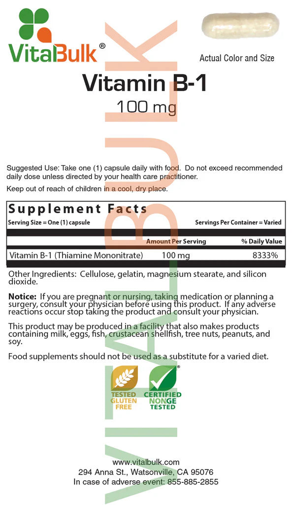 Vitamin B-1 100 mg - 100 Count
