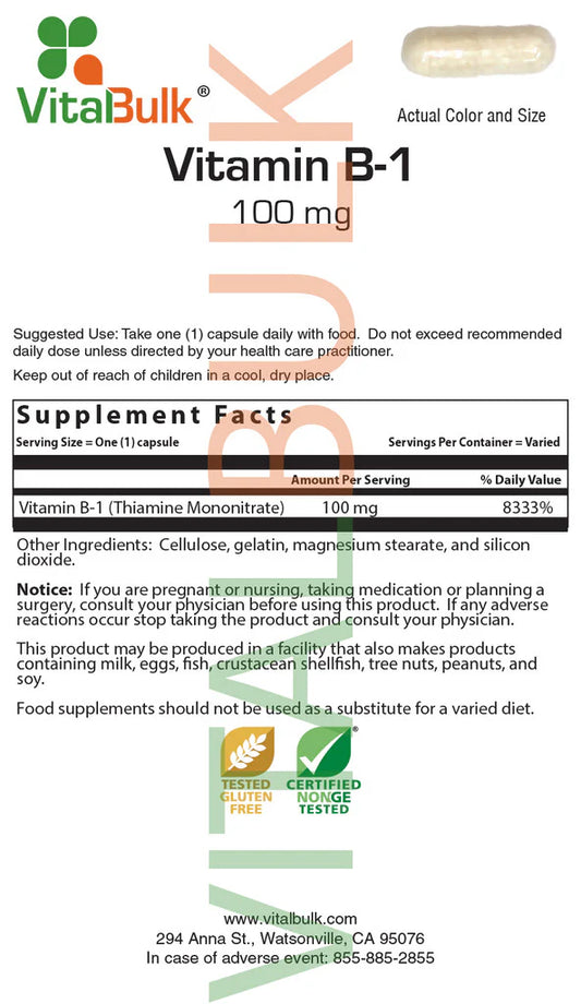 Vitamin B-1 100 mg - 100 Count