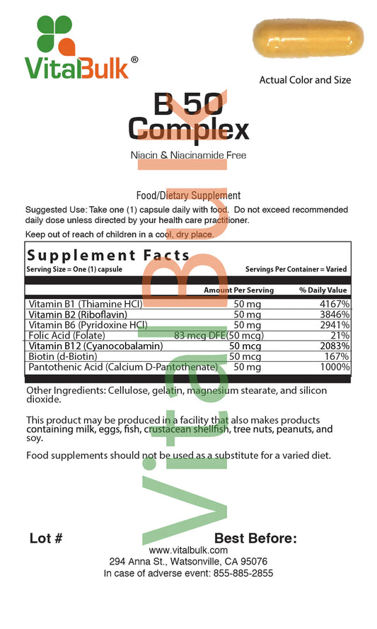 B-50 Complex (Niacin & Niacinamide free) - 150 Count