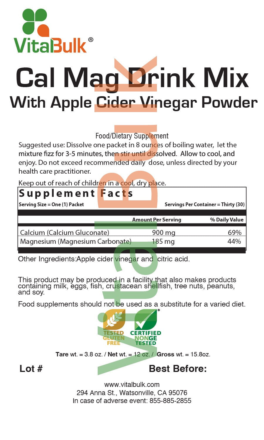 CalMag Drink Mix with Apple Cider Vinegar Powder