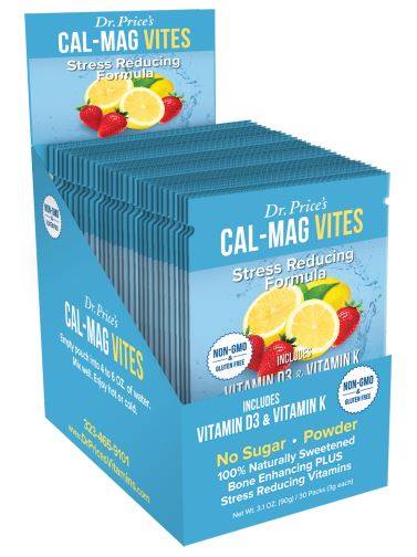 Dr. Price Cal-Mag Vites - Strawberry-Lemon Box. 30 Sachets